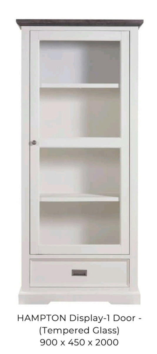 Charcoal/ white Hamptons 1 Door Display Cabinet – Jimboomba Bedding and ...